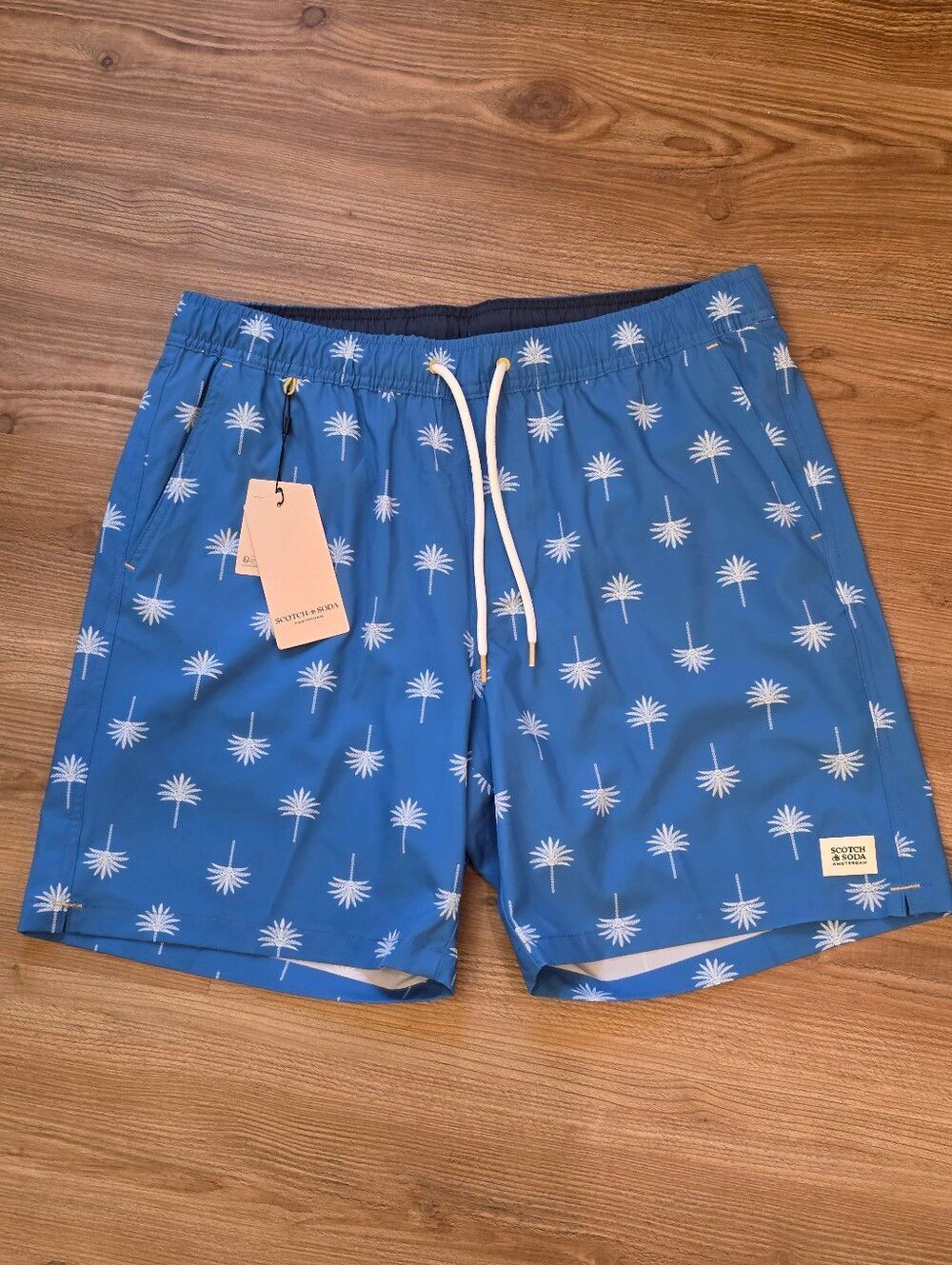 🔹️NWT Scotch & Soda Blue Palm Tree Swim Shorts XLarge
